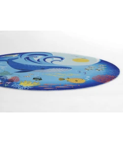 Momeni Playground Blue PLY-3 4ft. X 4ft. Round Rug