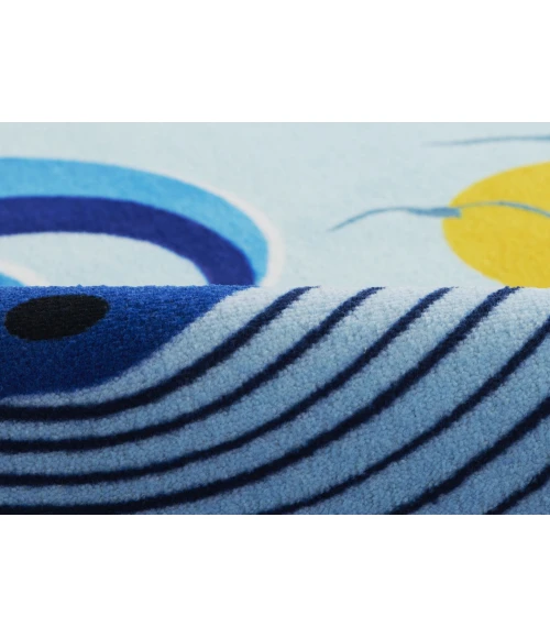 Momeni Playground Blue PLY-3 4ft. X 4ft. Round Rug