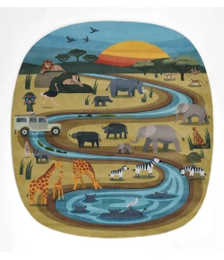 Momeni Playground Multicolored PLY-5 6ft. X 6ft.8in. Novelty Rug