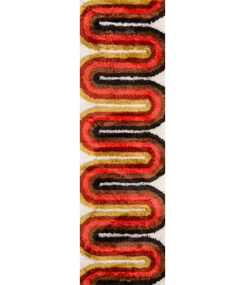 Momeni Retro Area Rug RET-2 Retro Wave Red 2'3 X 7'6 Runner