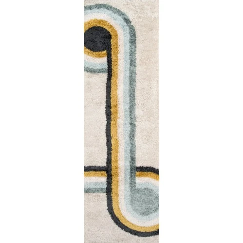 Momeni Retro Area Rug RET-3 Bullseye Blue 2'3 X 7'6 Runner