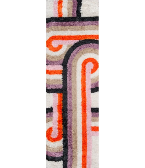 Momeni Retro Area Rug RET-5 Turnstyle Lavender 2'3 X 7'6 Runner