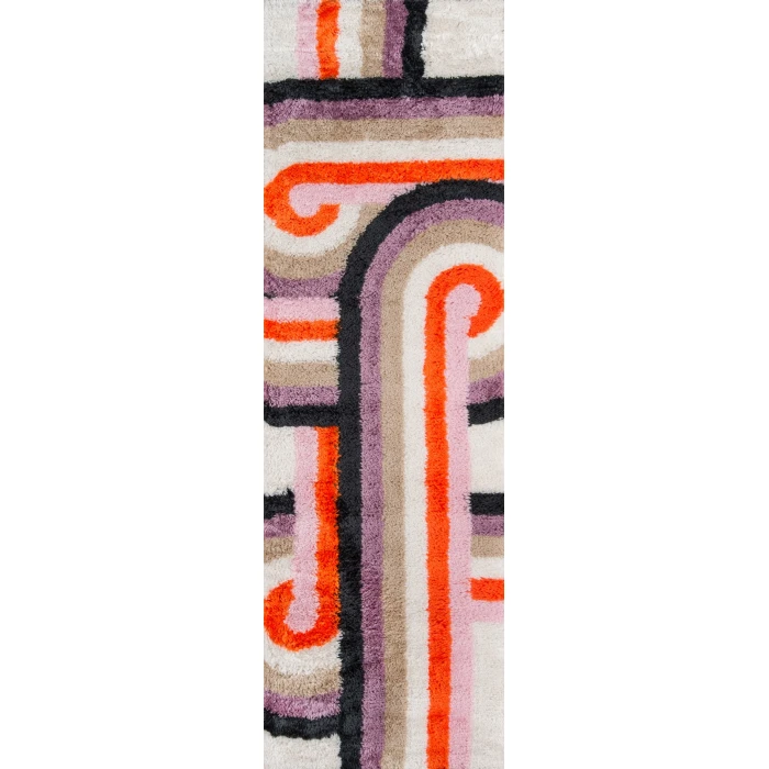 Momeni Retro Area Rug RET-5 Turnstyle Lavender 2'3 X 7'6 Runner