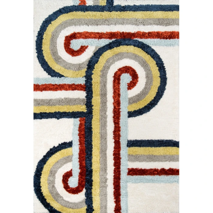 Momeni Retro Area Rug RET-5 Turnstyle Multi 7'6 X 9'6