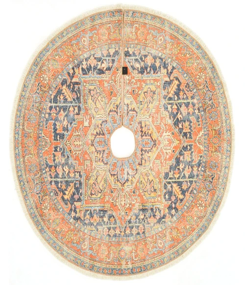 Momeni Vintage Tree Skirt VTS-2 Navy 5 ft. 3 in. X 5 ft. 3 in. Round Rug