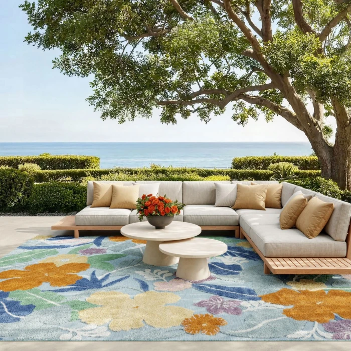 Nourison Suncoast Blue Multicolor SNC01 9ft. x 12ft. Rect. Rug