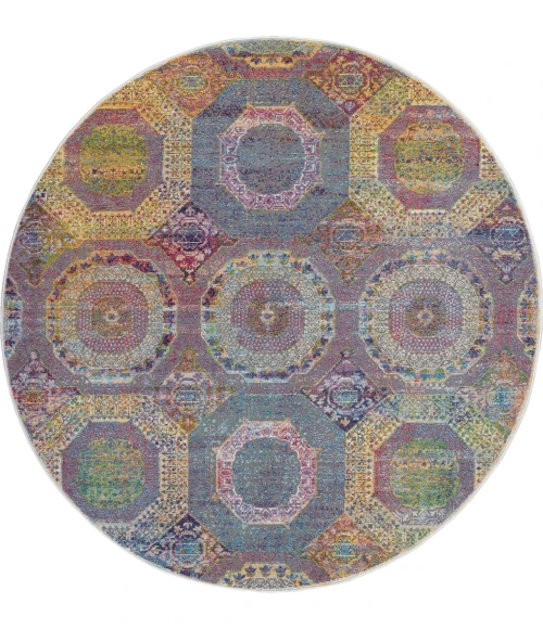 Nourison Home Ankara Global Multicolored ANR05 6ft. x Round Round Rug