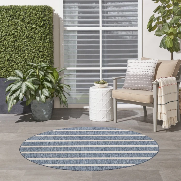 Nourison Positano Navy Ivory POS03 6ft. Round Rug