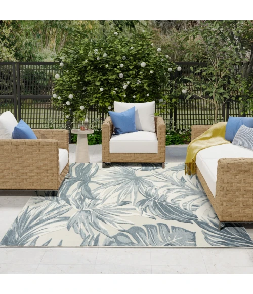 Nourison Aloha Ivory Blue ALH43 9 ft. X 12 ft. Rect. Rug