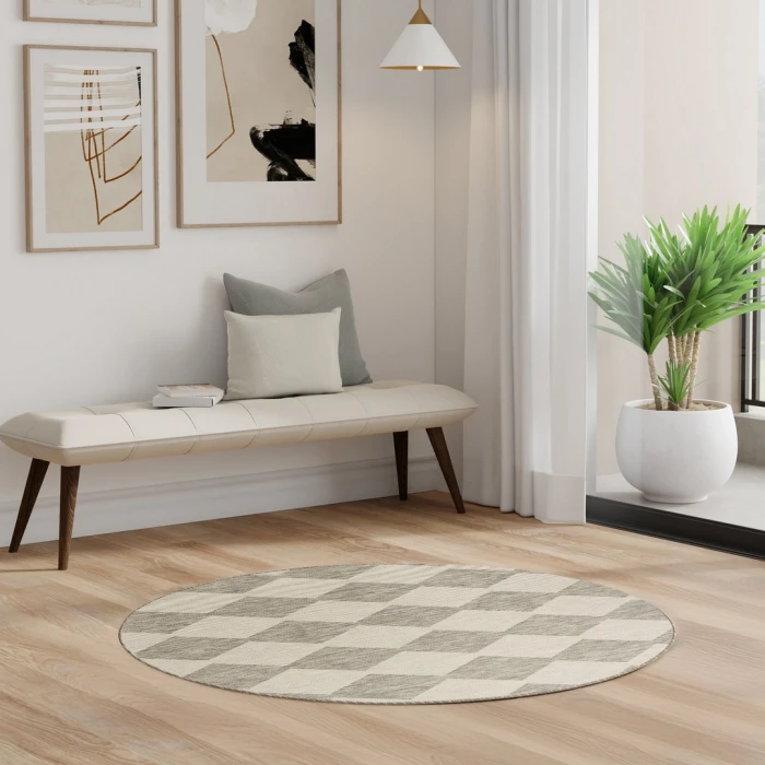 Nourison Positano Light Grey POS04 4ft. Round Rug