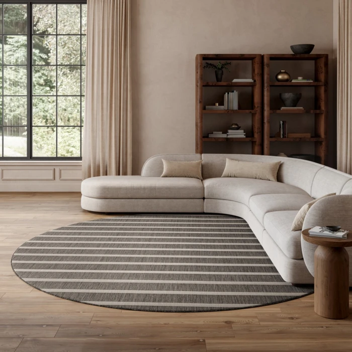 Nourison Positano Charcoal Ivory POS03 8ft. Round Rug