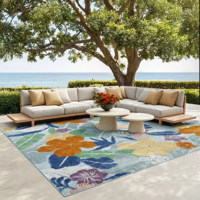 Nourison Suncoast Blue Multicolor SNC01 9ft. x 12ft. Rect. Rug