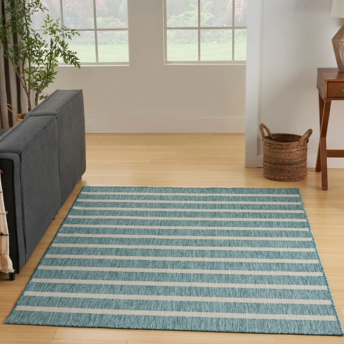 Nourison Positano Aqua Ivory POS03 4 ft. X 6 ft. Rect. Rug
