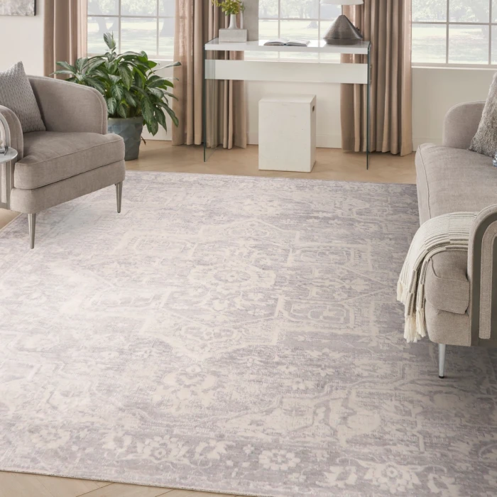 Nourison Astra Machine Washable Grey ASW12 7 ft. 10 in. X 10 ft. Rect. Rug