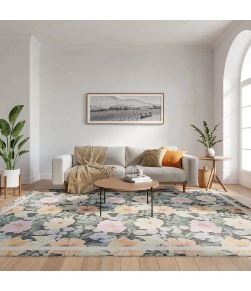 Nourison Home Botanical Washables Grey BOT01 7ft.6in. x 9ft.10in. Rect. Rug