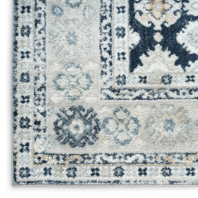 Nourison Dekor Grey Navy DEK02 5 ft. 3 in. X 7 ft. Rect. Rug