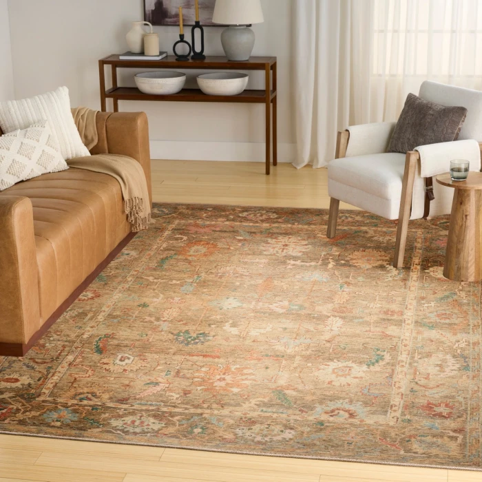 Nourison Vintage Washables Taupe Multicolor VWS09 7 ft. 10 in. X 9 ft. 10 in. Rect. Rug