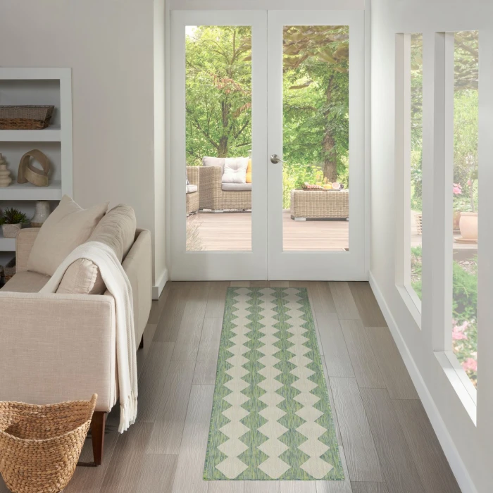 Nourison Positano Blue Green POS04 2 ft. 2 in. X 8 ft. Rect. Rug