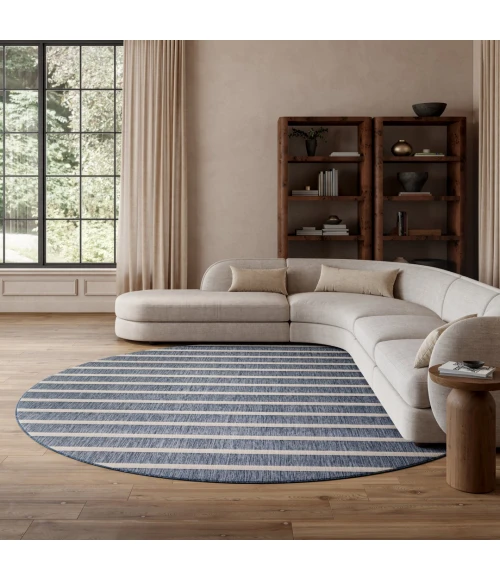 Nourison Positano Navy Ivory POS03 12ft. Round Rug