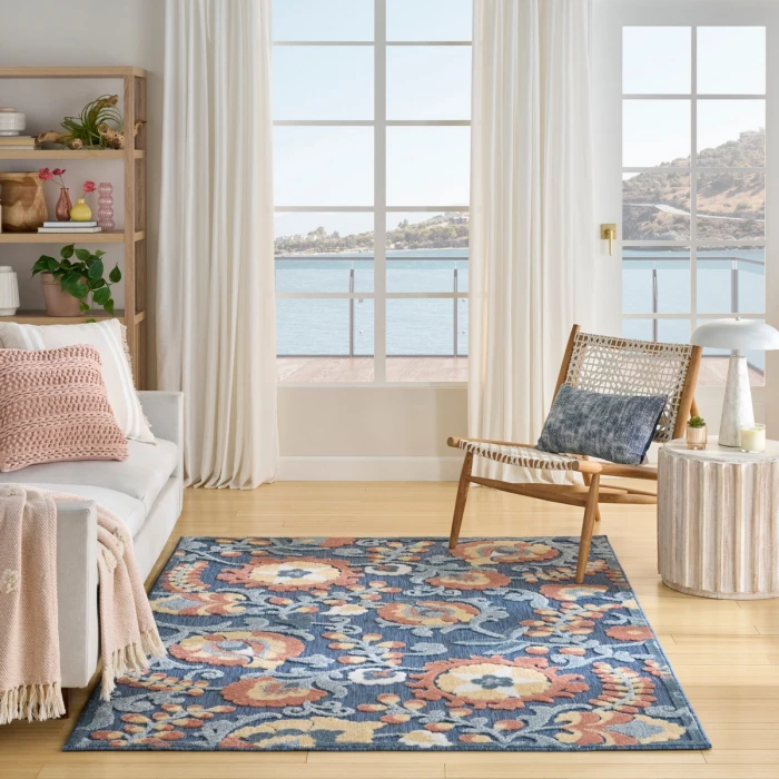 Nourison Aloha Blue Rose ALH17 3 ft. 6 in. X 5 ft. 6 in. Rect. Rug