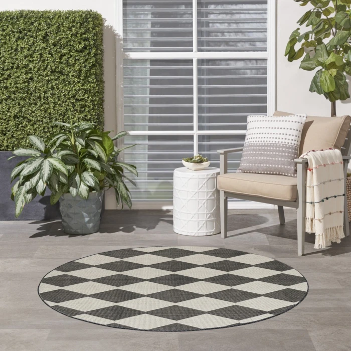 Nourison Positano Black POS04 5ft. Round Rug
