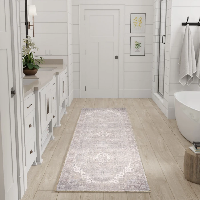 Nourison Vintage Washables Light Blue VWS07 2 ft. 2 in. X 8 ft. Rect. Rug