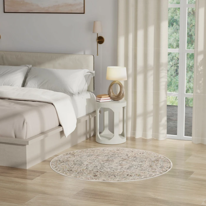 Nourison Oushak Home Light Grey OUS02 4 ft. X Round Rug