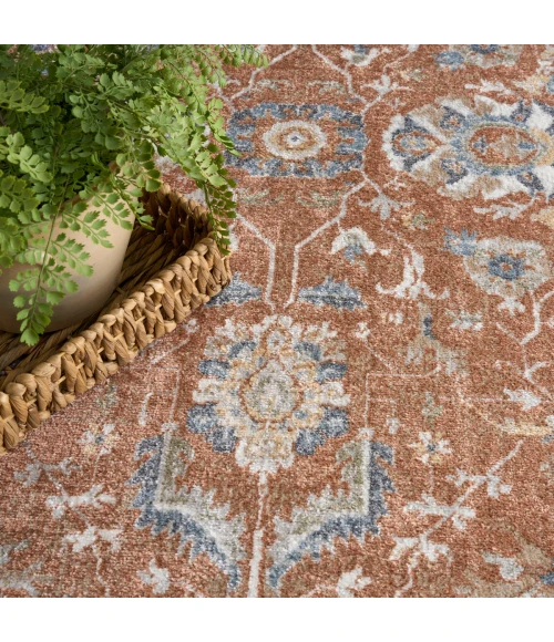 Nourison Astra Machine Washable Rust Ivory ASW20 7 ft. 10 in. x 10 ft. Rect. Rug