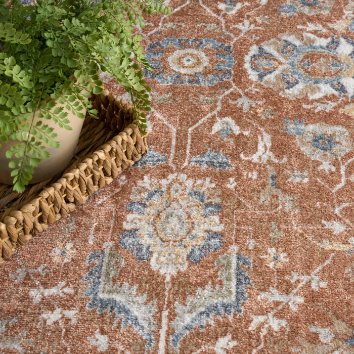 Nourison Astra Machine Washable Rust Ivory ASW20 7 ft. 10 in. x 10 ft. Rect. Rug