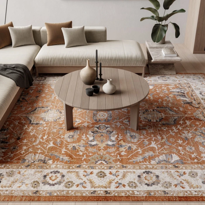 Nourison Astra Machine Washable Rust Ivory ASW20 9 ft. x 12 ft. Rect. Rug