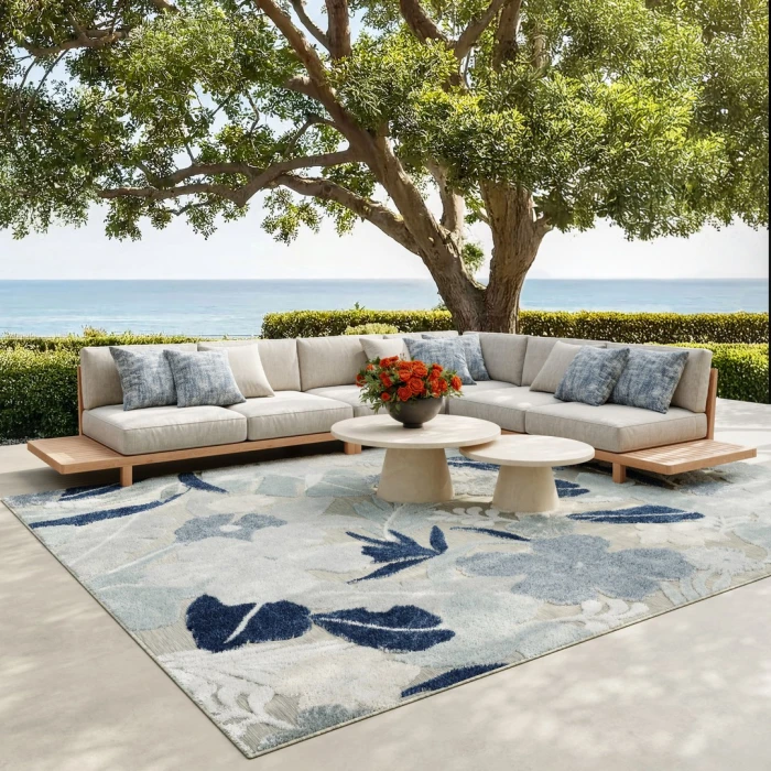 Nourison Suncoast Grey Navy SNC01 9ft. x 12ft. Rect. Rug