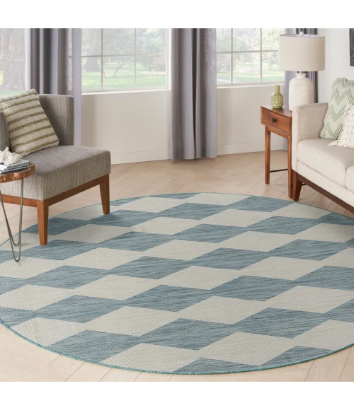 Nourison Positano Aqua POS04 6 ft. X Round Rug