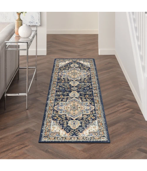Nourison Nourison Essentials Persian Navy NRE07 2 ft. 2 in. X 10 ft. Rect. Rug