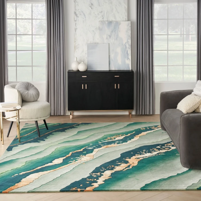 Nourison Prismatic Emerald PRS30 9 ft. X 12 ft. Rect. Rug