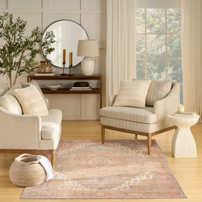 Nourison Vintage Washables Coral Taupe VWS07 4 ft. X 6 ft. Rect. Rug