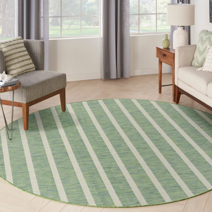 Nourison Positano Blue Green Ivory POS03 8 ft. X Round Rug