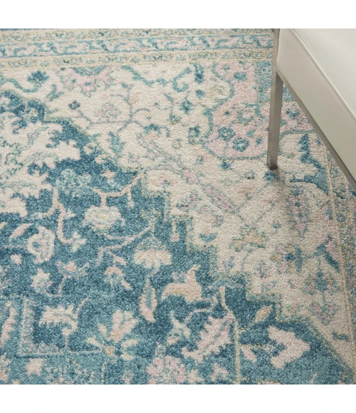 Nourison Tranquil Ivory Turquoise TRA07 5ft.3in. x 7ft.3in. Rect. Rug