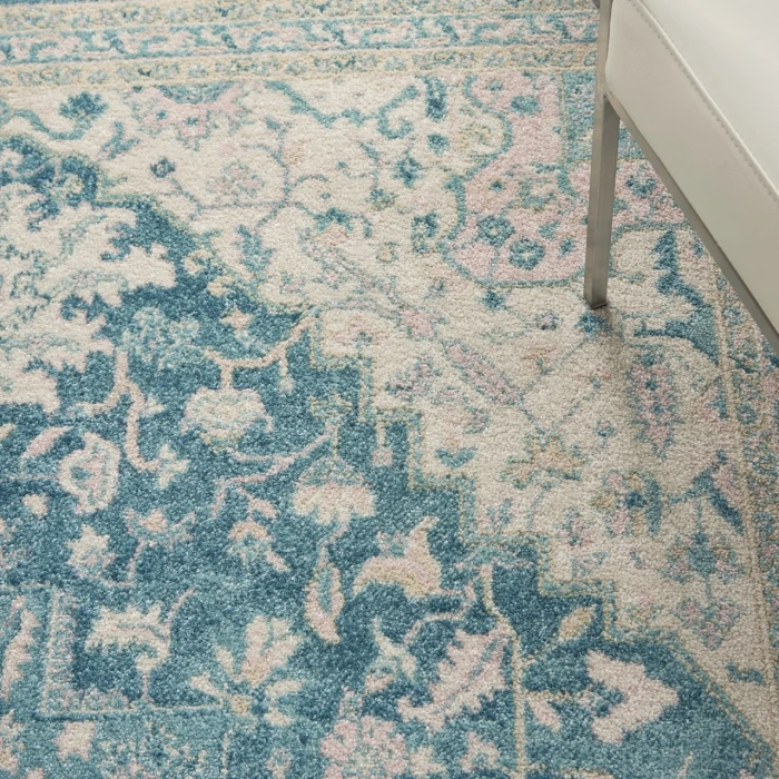 Nourison Tranquil Ivory Turquoise TRA07 5ft.3in. x 7ft.3in. Rect. Rug