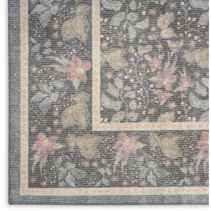 Nourison Home Botanical Washables Grey BOT03 2ft. x 6ft. Rect. Rug