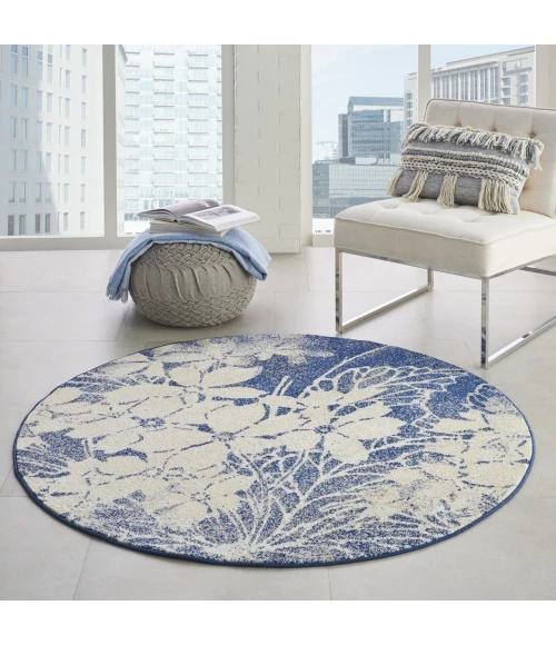 Nourison Home Tranquil Navy TRA08 5ft.3in. x Round Round Rug