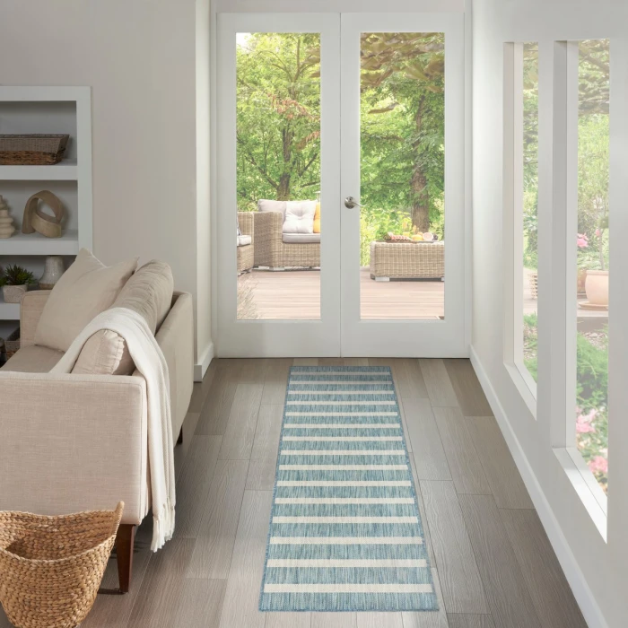 Nourison Positano Aqua Ivory POS03 2 ft. 2 in. X 8 ft. Rect. Rug