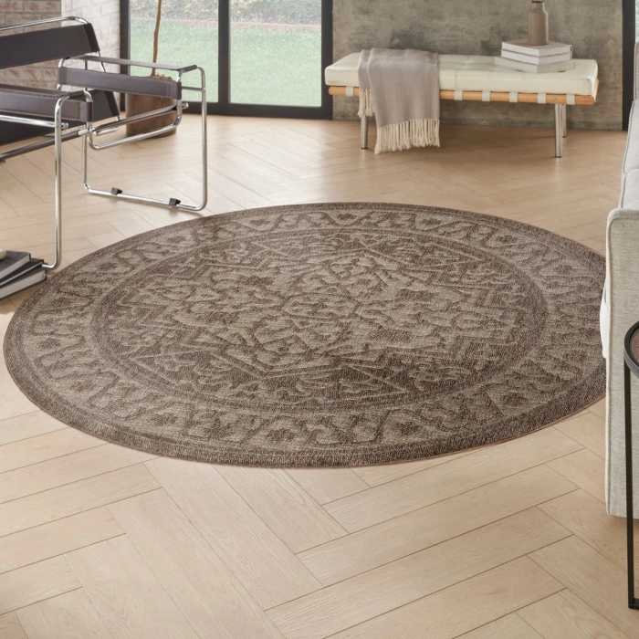 Nourison Tulum Brown TLM05 8 ft. X Round Rug