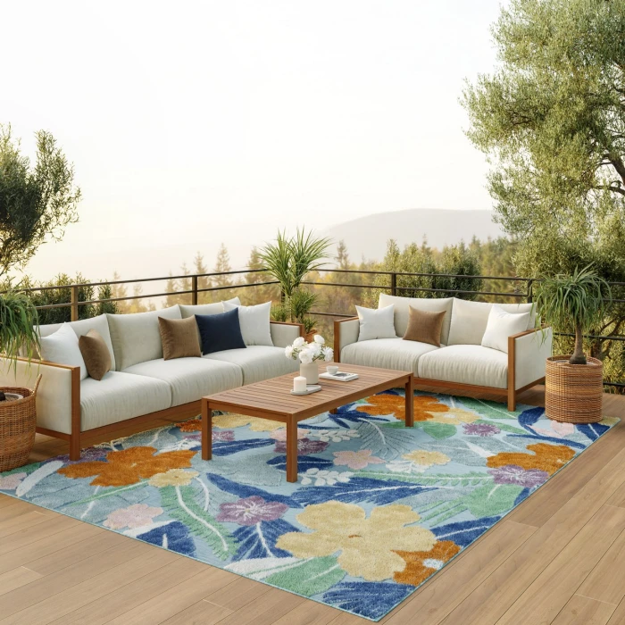 Nourison Home Suncoast Blue SNC01 7ft.10in. x 9ft.10in. Rect. Rug