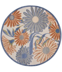 Nourison Home Aloha ALH33 Beige Multicolor 7 ft. 10 in. Round Area Rug