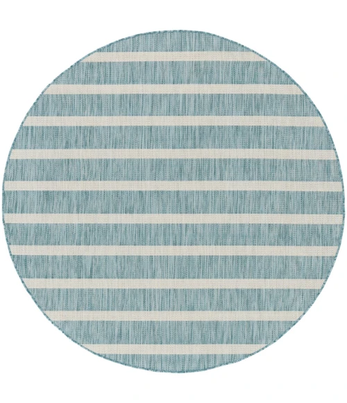 Nourison Positano Aqua Ivory POS03 6 ft. X Round Rug