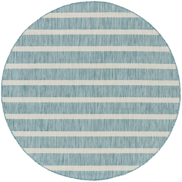 Nourison Positano Aqua Ivory POS03 6 ft. X Round Rug