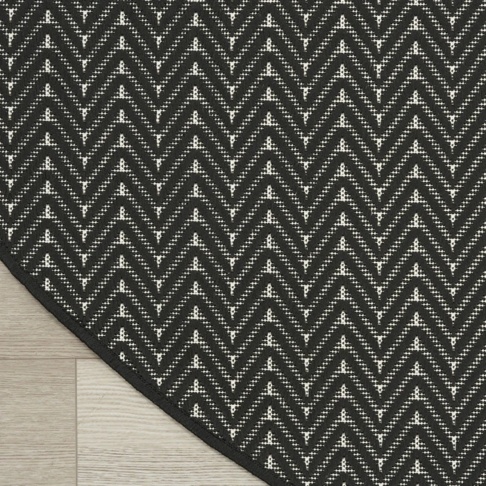 Nourison Horizon Indoor/Outdoor Black HOZ02 5ft. x Round Rug