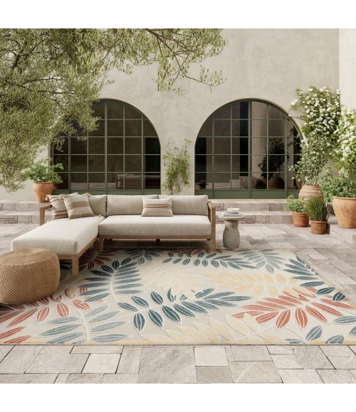 Nourison Aloha Ivory Blue ALH18 7 ft. 10 in. X 10 ft. 6 in. Rect. Rug