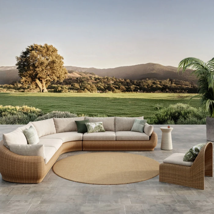 Nourison Home Courtyard Tan COU01 5ft. x Round Round Rug