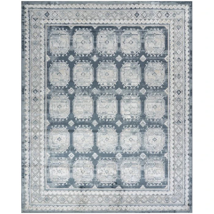 Nourison Dekor Grey Navy DEK01 7 ft. 10 in. X 9 ft. 10 in. Rect. Rug
